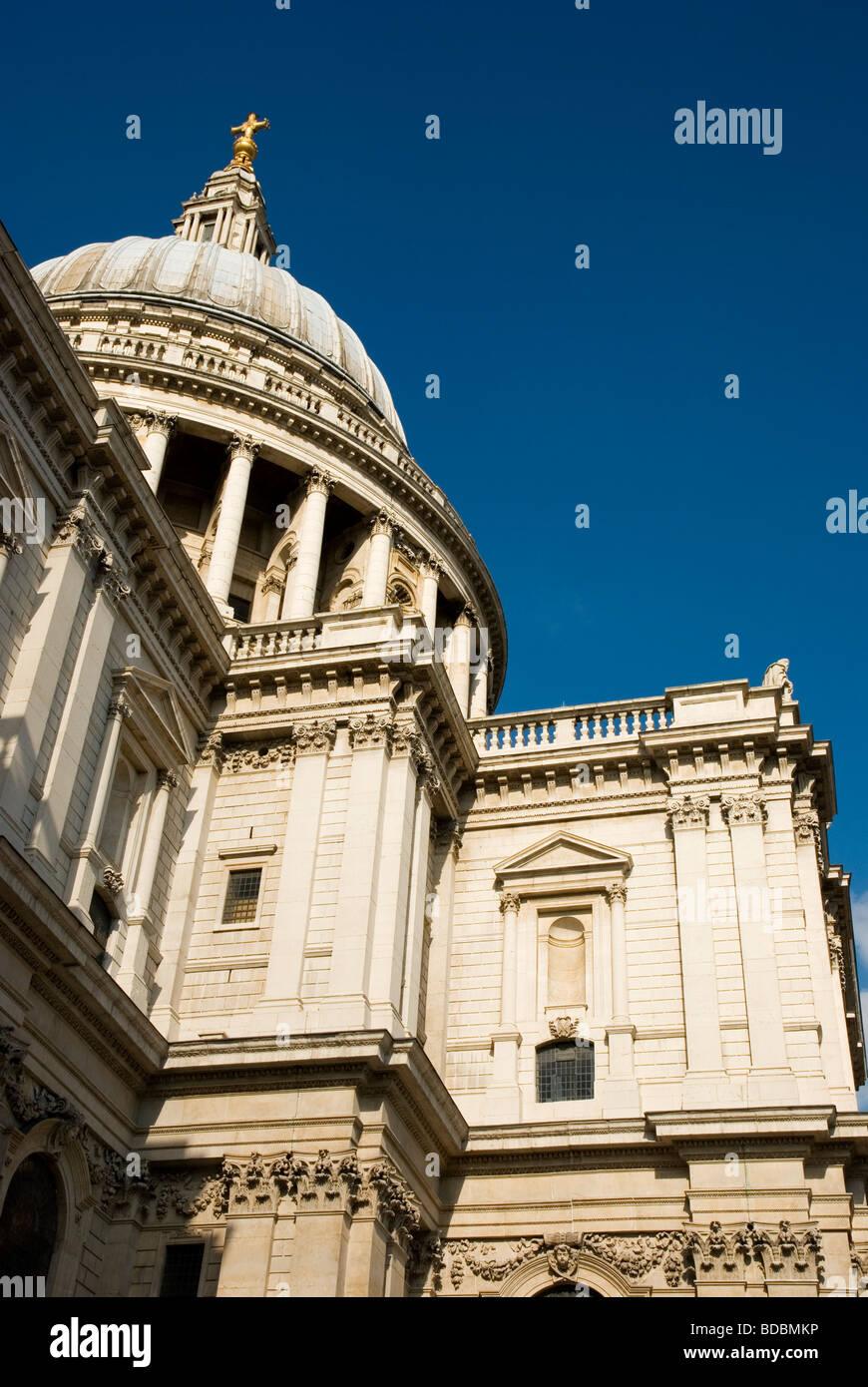 The dome of St Paul's Cathedral against the blue sky in city of London England UK Stock Photo
