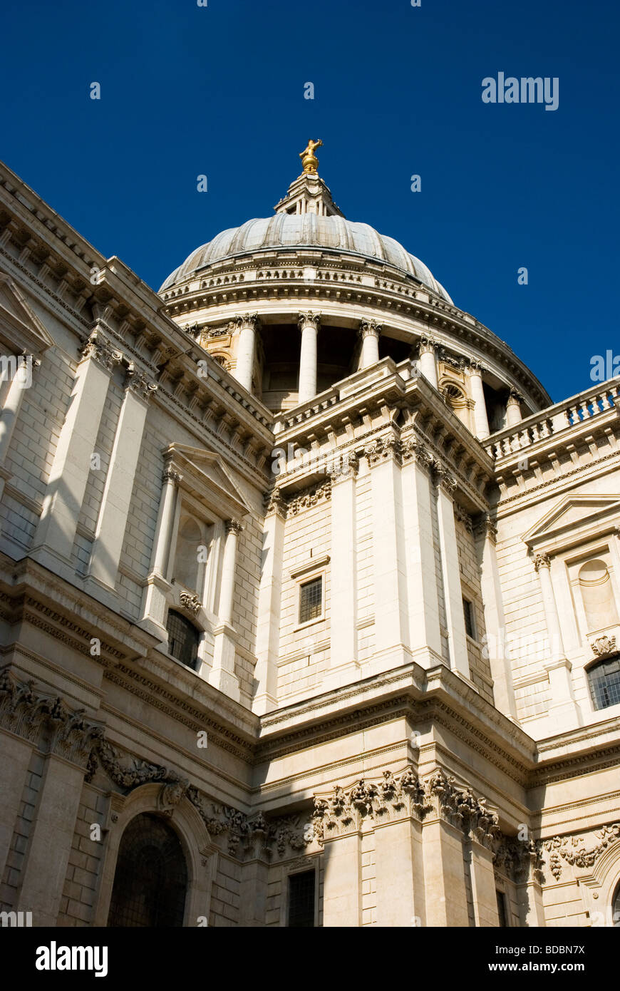 The dome of St Paul's Cathedral against the blue sky in city of London England UK Stock Photo