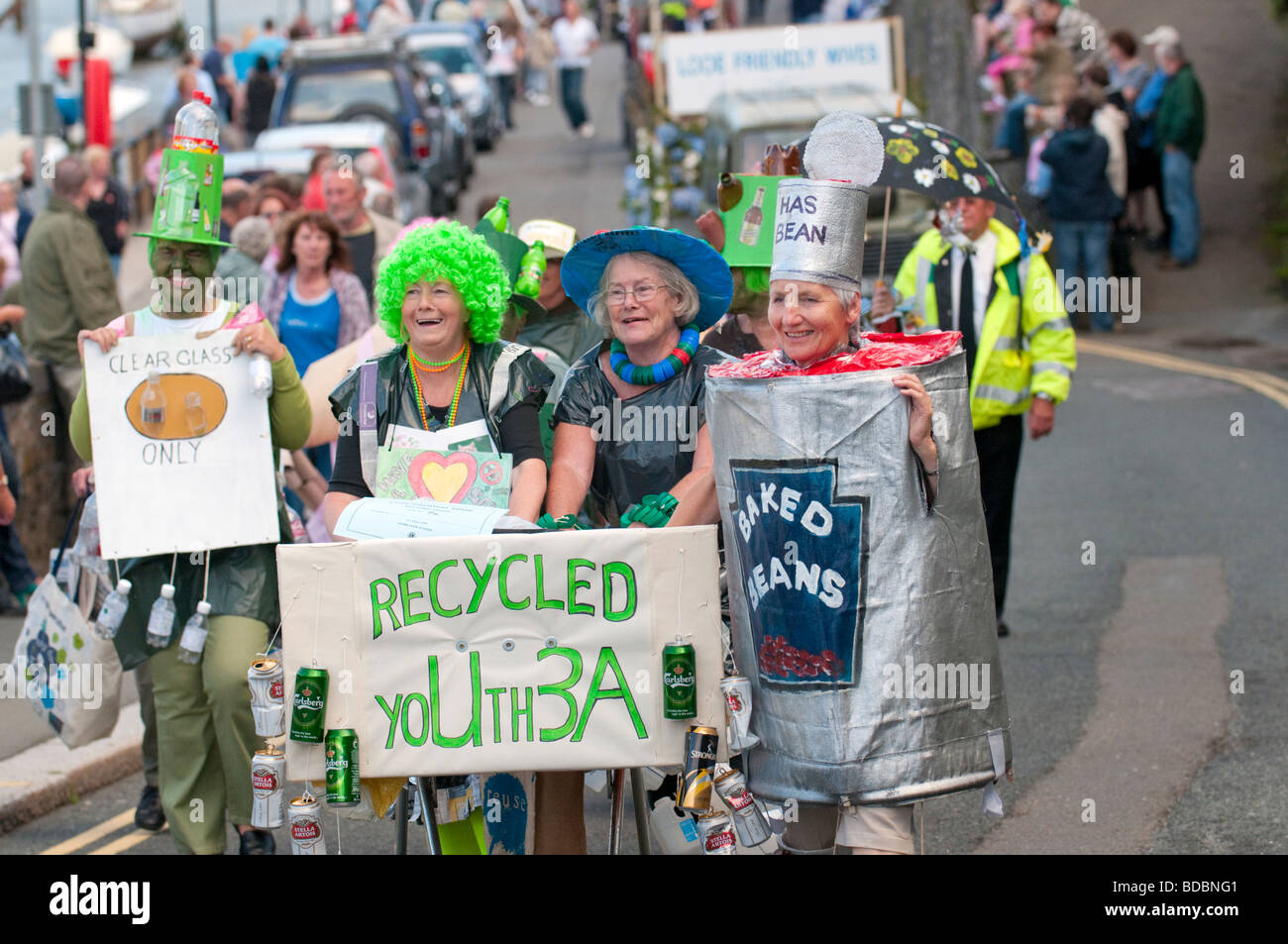 Looe Carnival parade down Quay Road West Looe, South East Cornwall Stock Photo Alamy