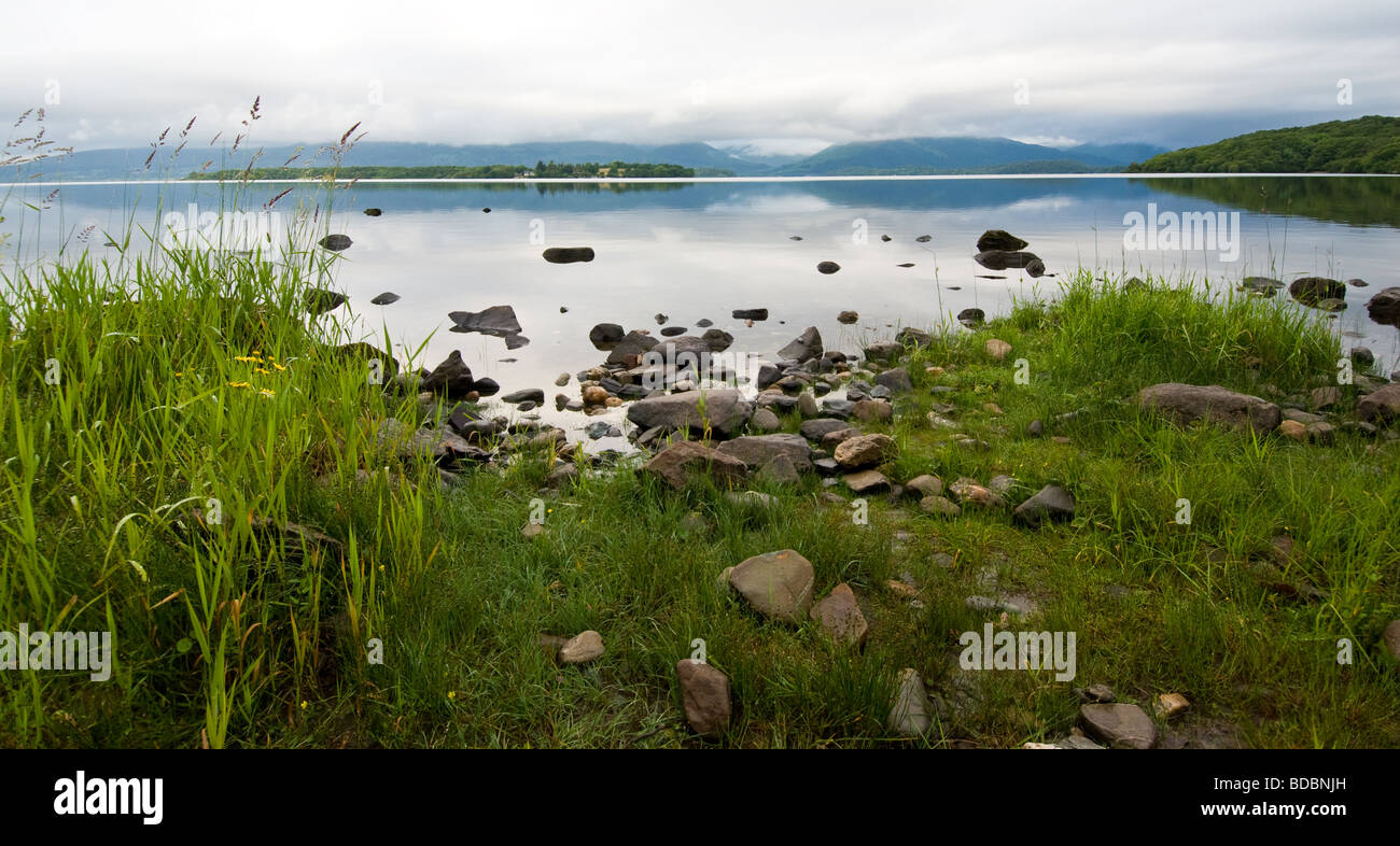 East Shore line of Loch Lomond Stock Photo