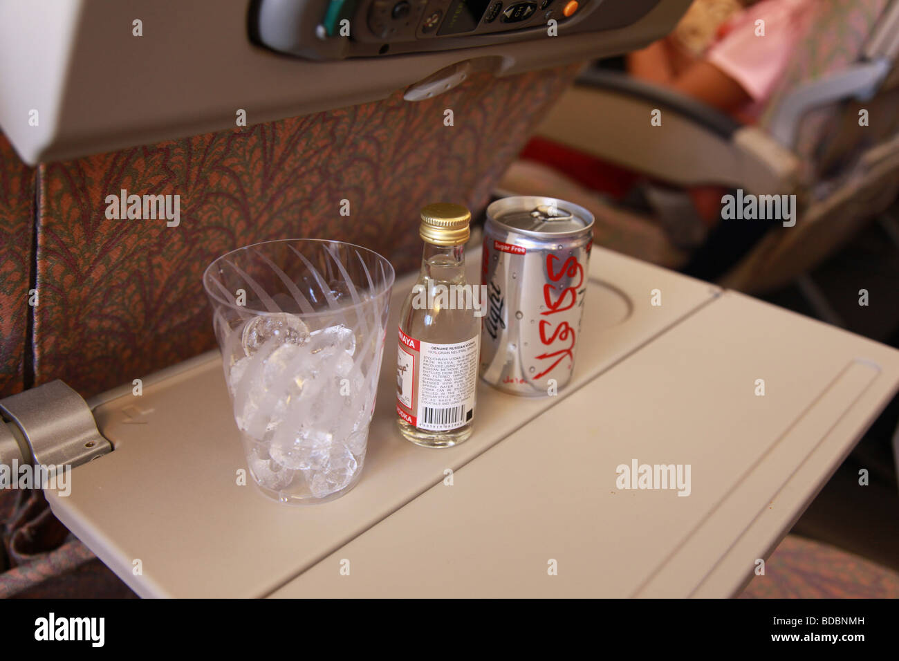 Drinking alcohol on an aeroplane flight Stock Photo Alamy