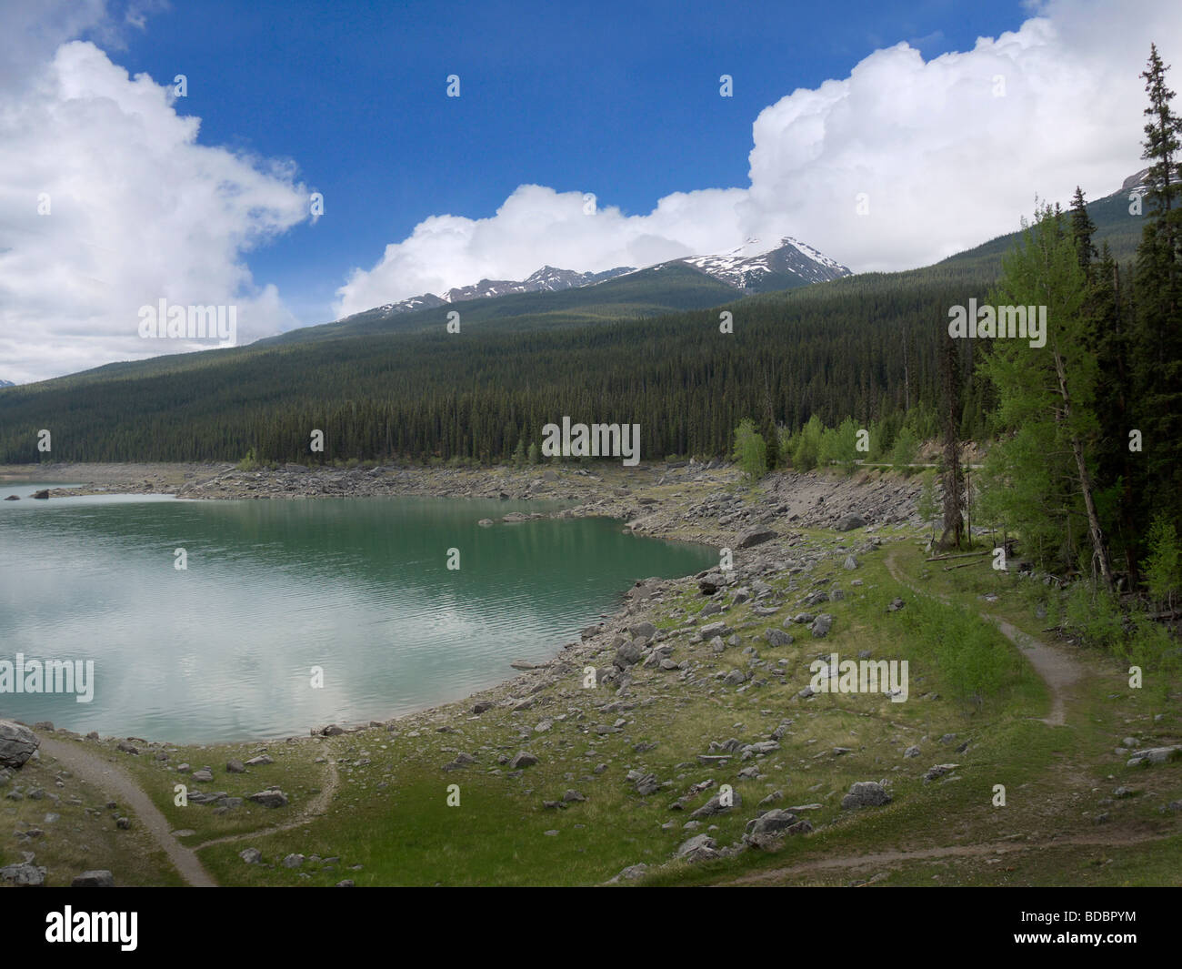 Medicine Lake near Jasper in Jasper National Park in Alberta Canada Stock Photo