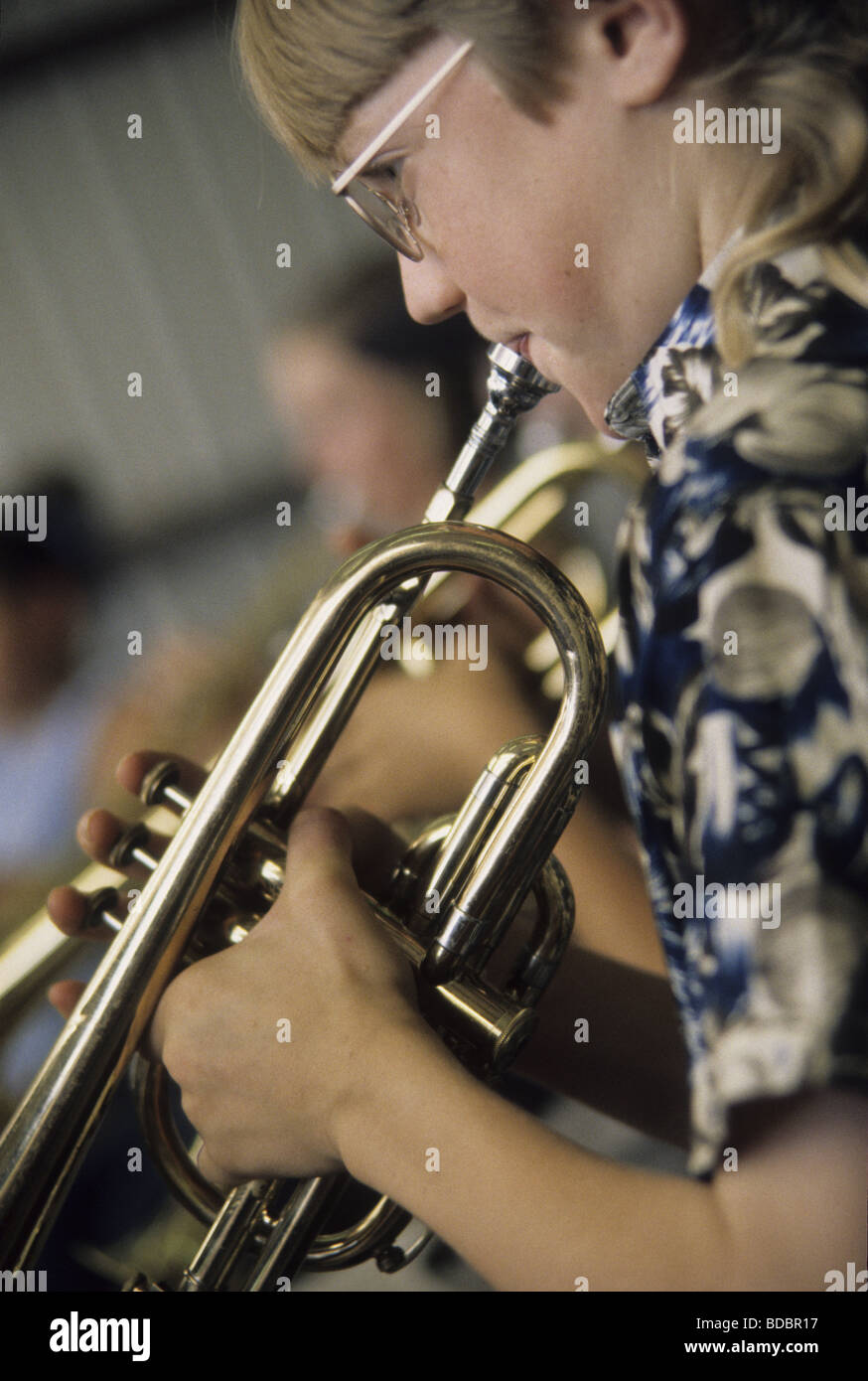 Talented boy playing the trumpet hi-res stock photography and images - Alamy