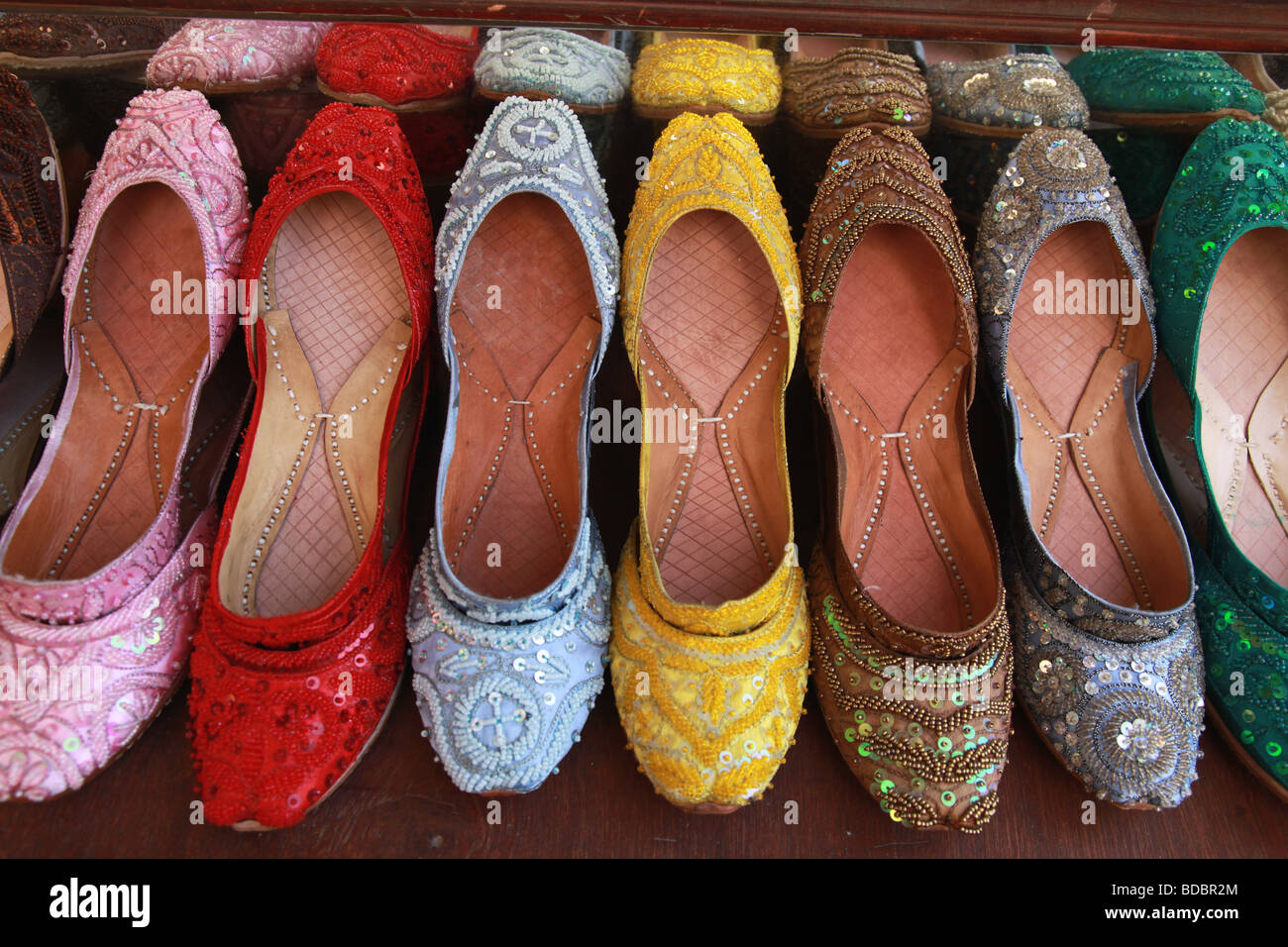 Traditional Souk in Dubai selling shoes Stock Photo Alamy