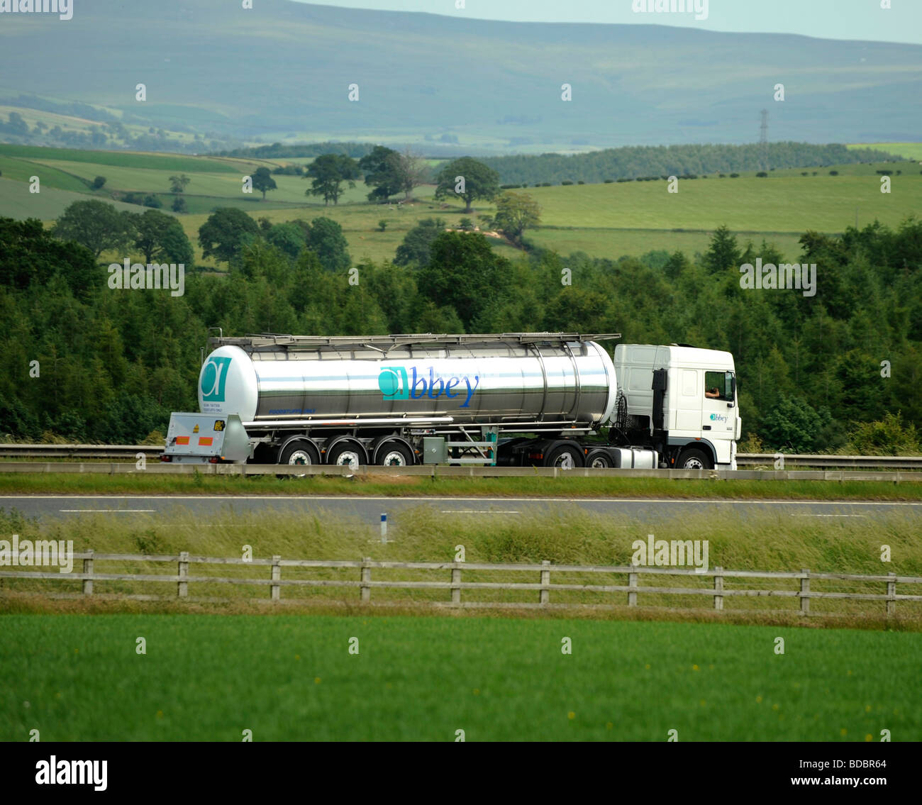 DAF XF truck and foodstuffs tanker Abbey Roadtanks Stock Photo