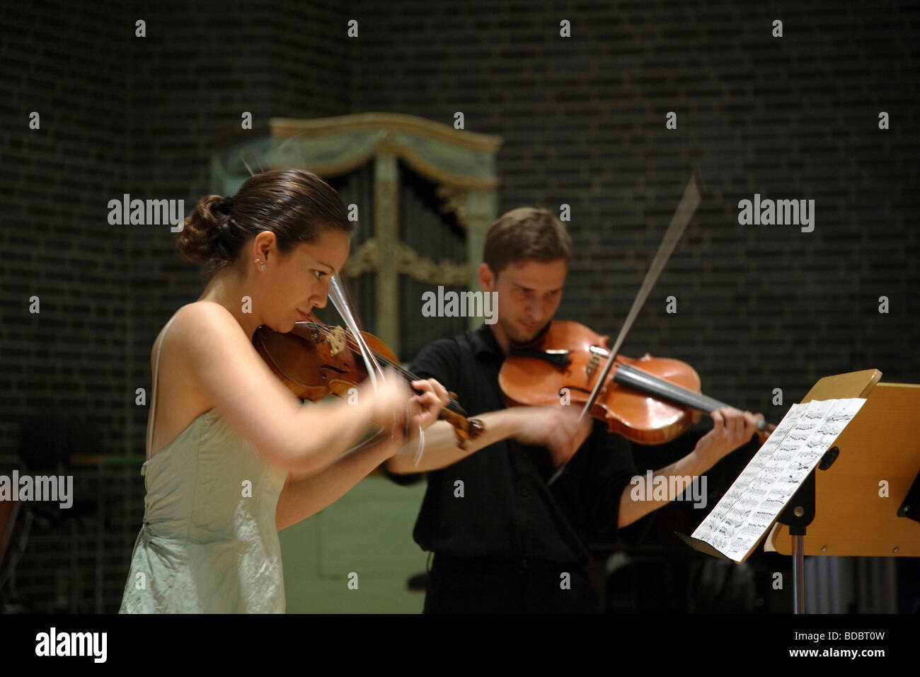 Students of University of Music in Duesseldorf during a concert, Germany Stock Photo
