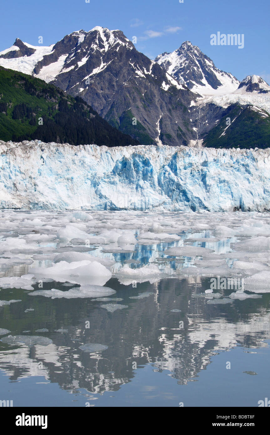 Meares glacier reflects into Alaska's Prince William Sound Stock Photo