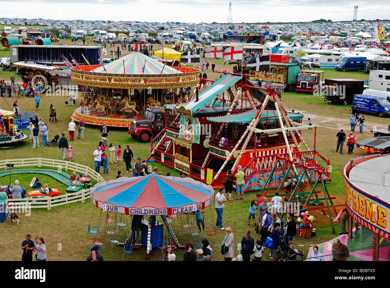 an aerial view of a fairground near truro in cornwall, uk Stock Photo
