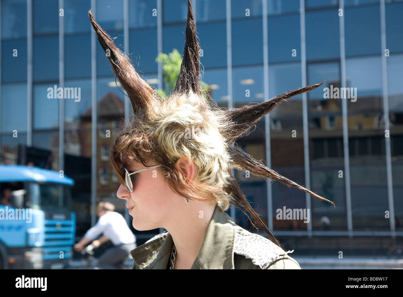 A punk girl with a large mohican, London, UK 2009 Stock Photo