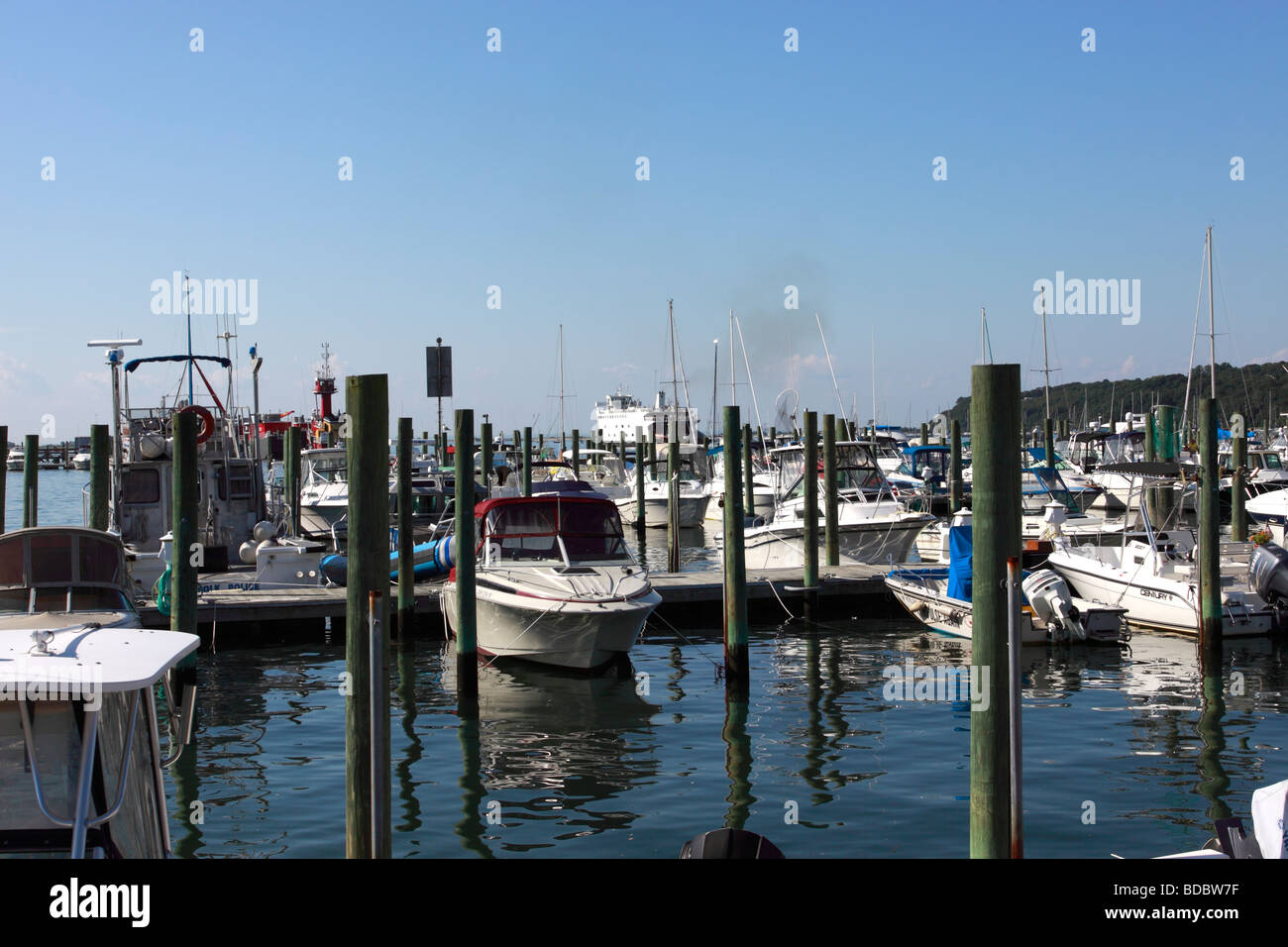Ferry departing Port Jefferson, Long Island NY enroute to Bridgeport