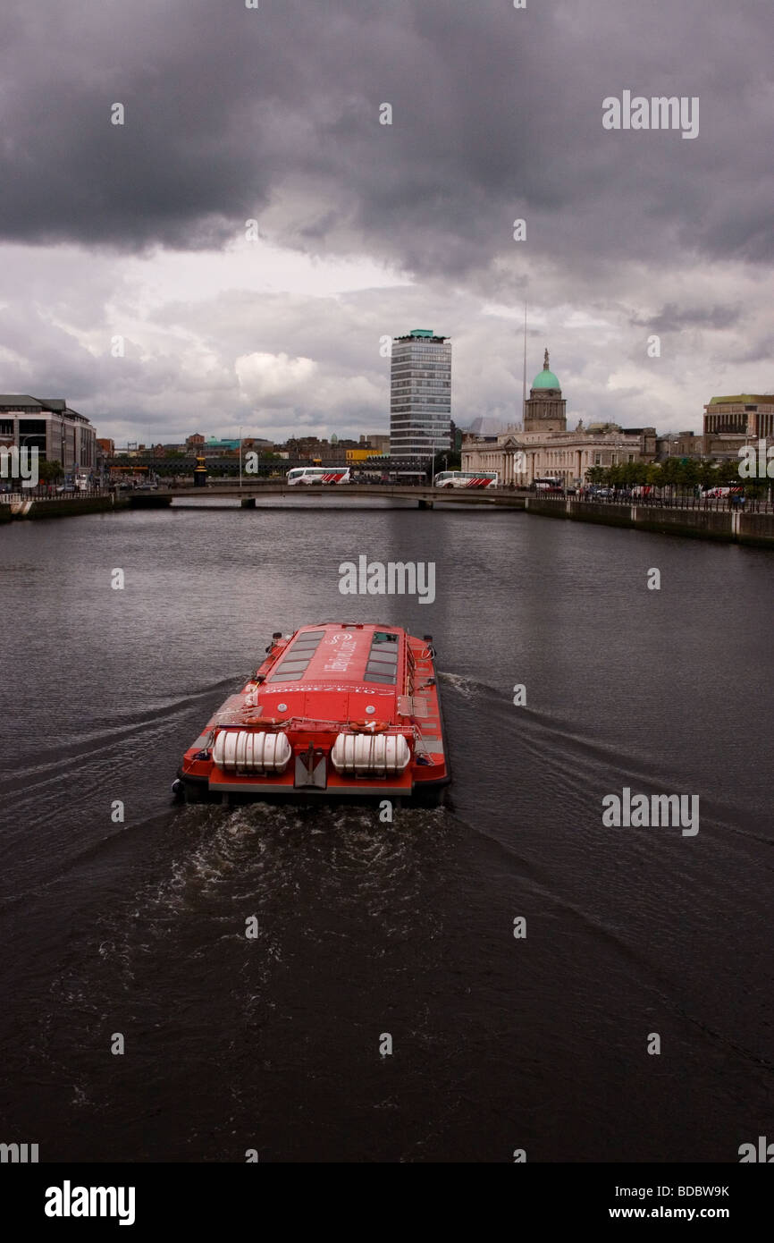 Dublin City Centre as seen from a bridge over the River Liffey. Liberty ...