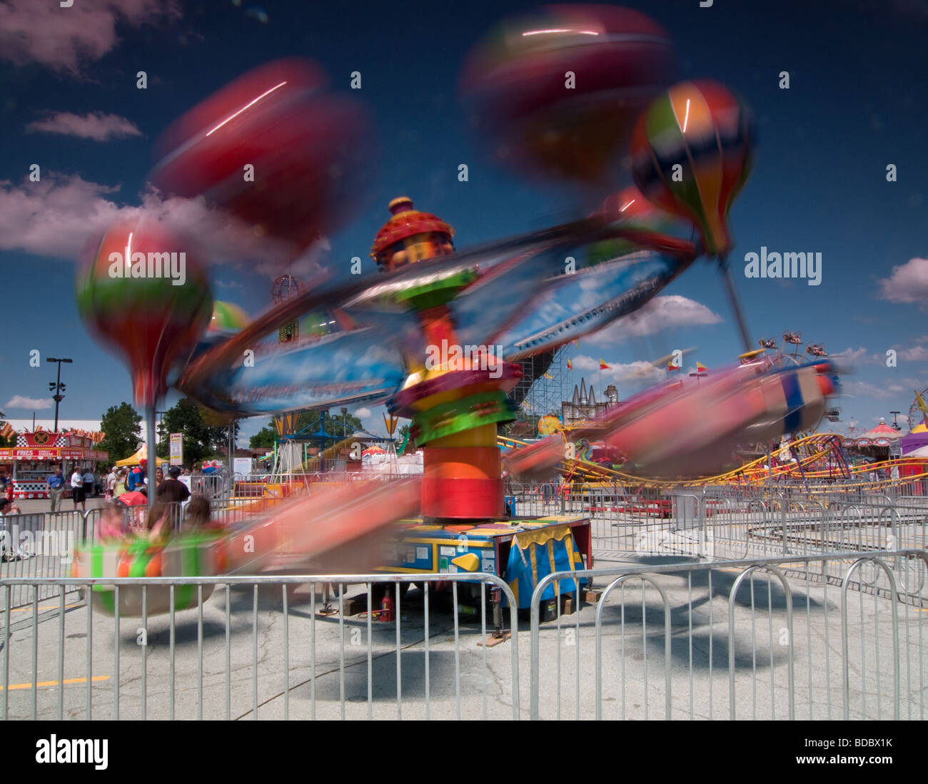 Ohio State Fair amusement ride in motion Stock Photo