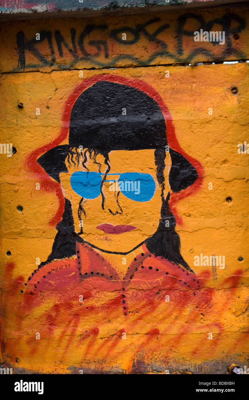 Graffiti of international pop star Michael Jackson on the walls of mumbai Stock Photo