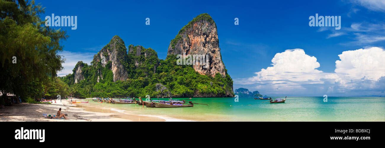 A  panoramic view of Railay beach, Thailand Stock Photo