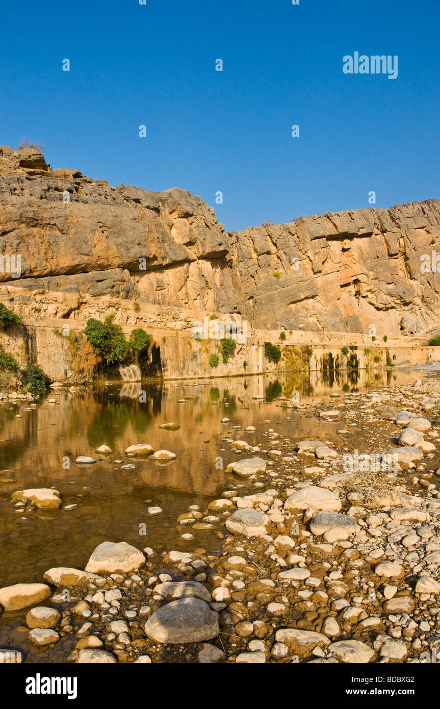 River bed Wadi Ghul Al Dakhiliyah region  Sultanate of Oman Stock Photo