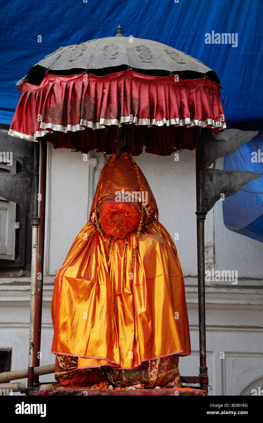 Colorful colourful statue of Hanuman the Hindu Monkey God, Hanuman Dhoka durbar square Kathmandu Nepal Stock Photo
