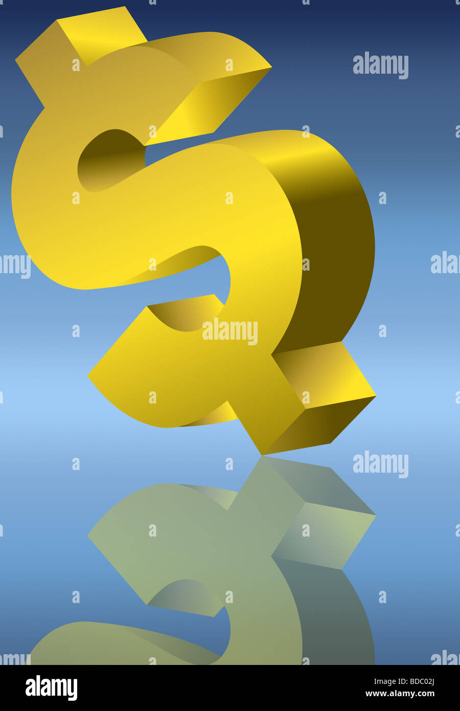 illustrated dollar symbol reflection.Global business concept due to ...