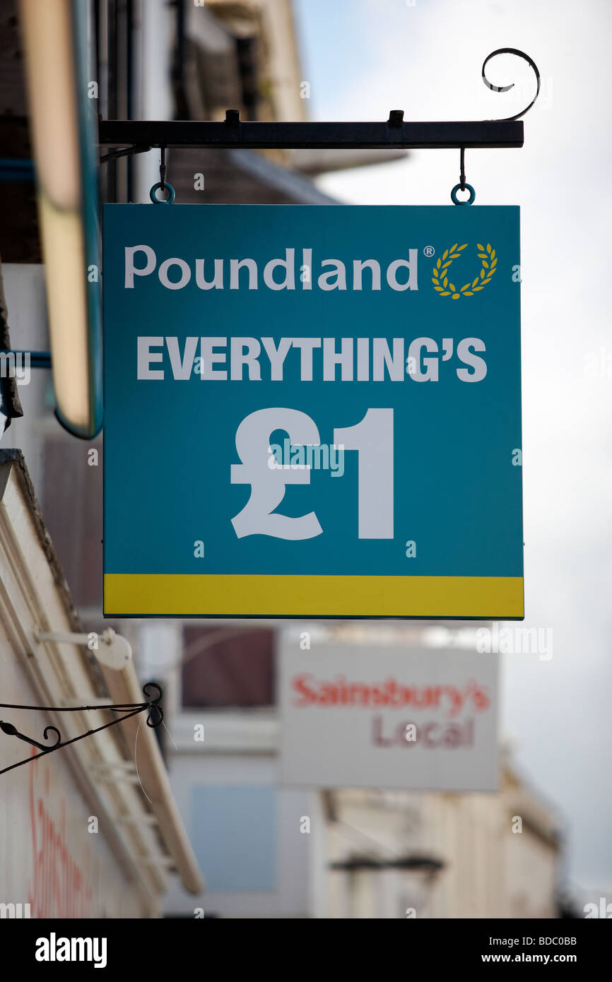 The Poundland store sign in Stratford Upon Avon Stock Photo