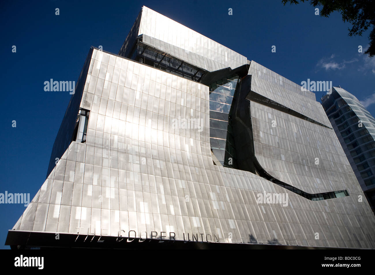 Architectural view of the Cooper Union building designed by Thom Mayne of the Los Angeles firm Morphosis in New York city Stock Photo