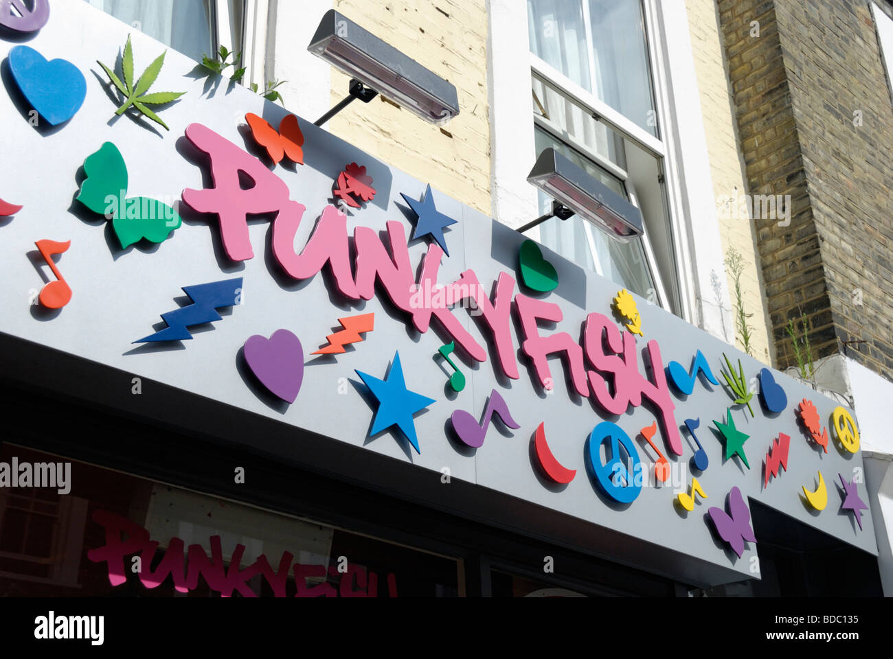 Punkyfish fashion shop sign logo London England Stock Photo Alamy