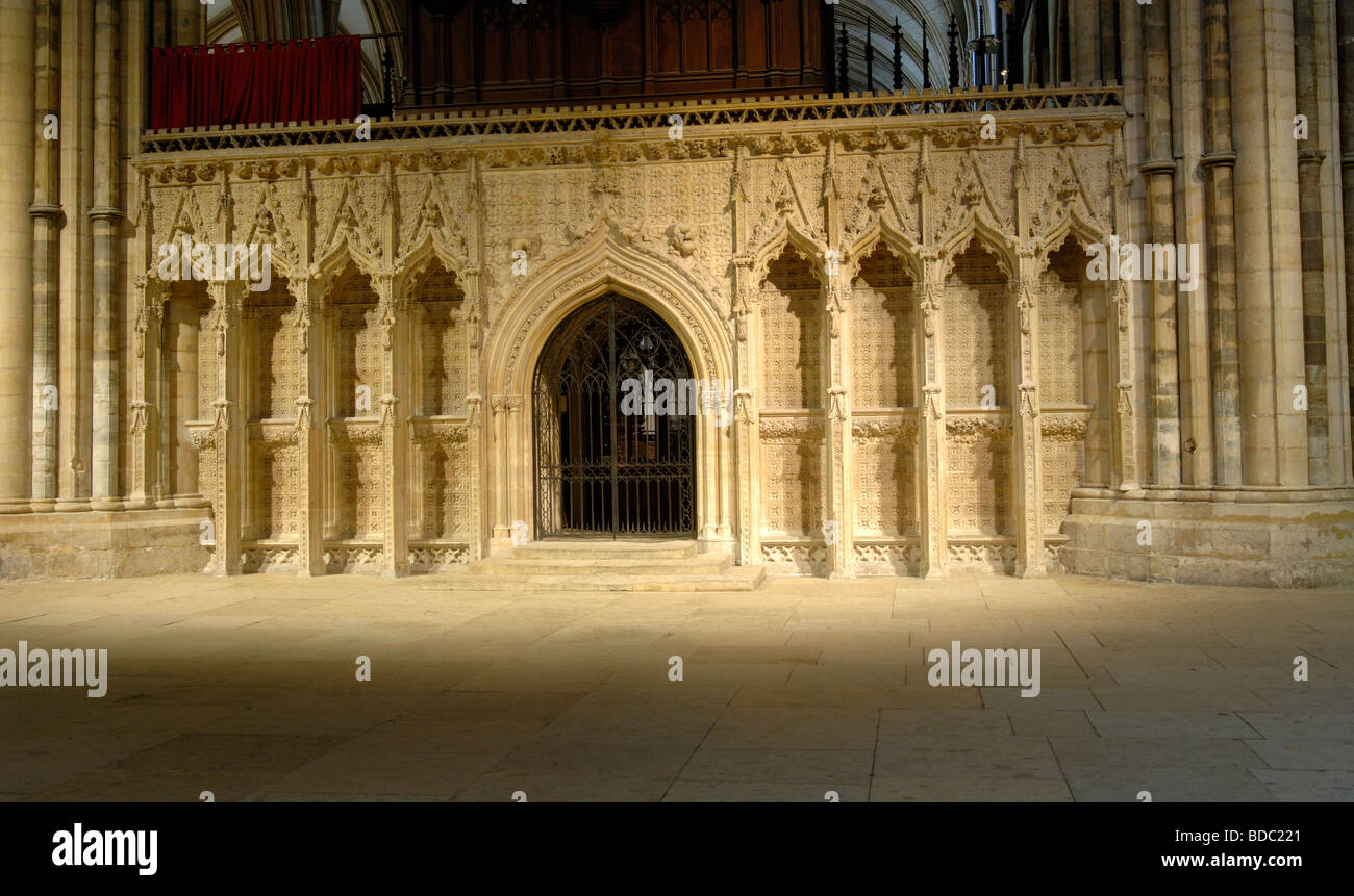 Lincoln Cathedral, Lincoln, Lincolnshire, England, UK; view of choir screen. Stock Photo