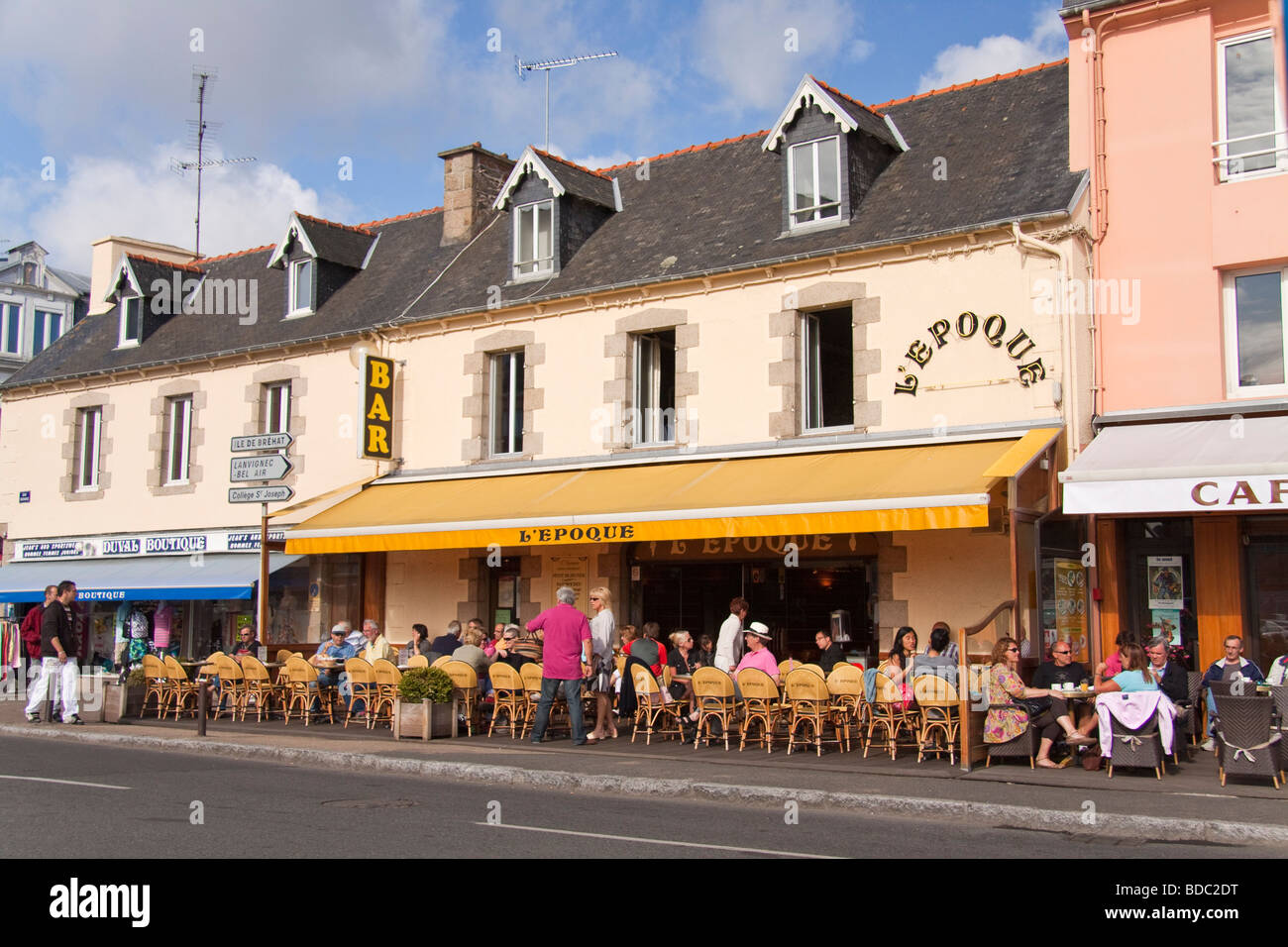 A Cafe near the harbor Paimpol, Brittany, France. Stock Photo