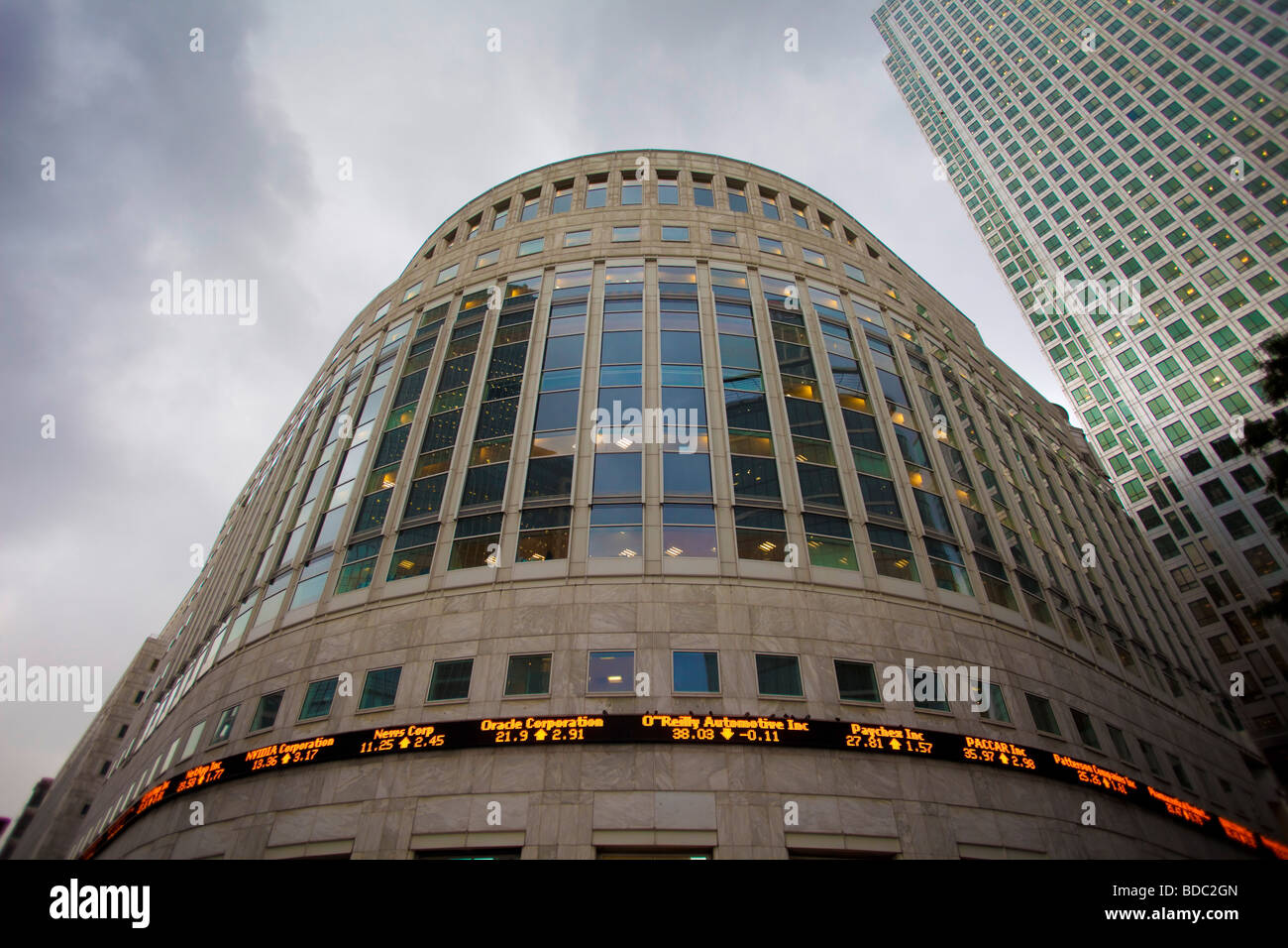 Ticker at Canary Wharf in London Stock Photo