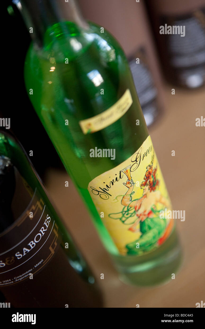 A bottle of Spirit Green in Historias & Sabores, Mendoza Stock Photo