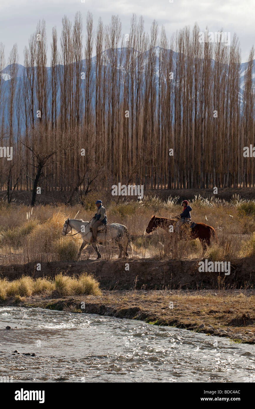 Typical landscape of Mendoza taken in the little town of Uspallata, Mendoza, Argentina Stock Photo