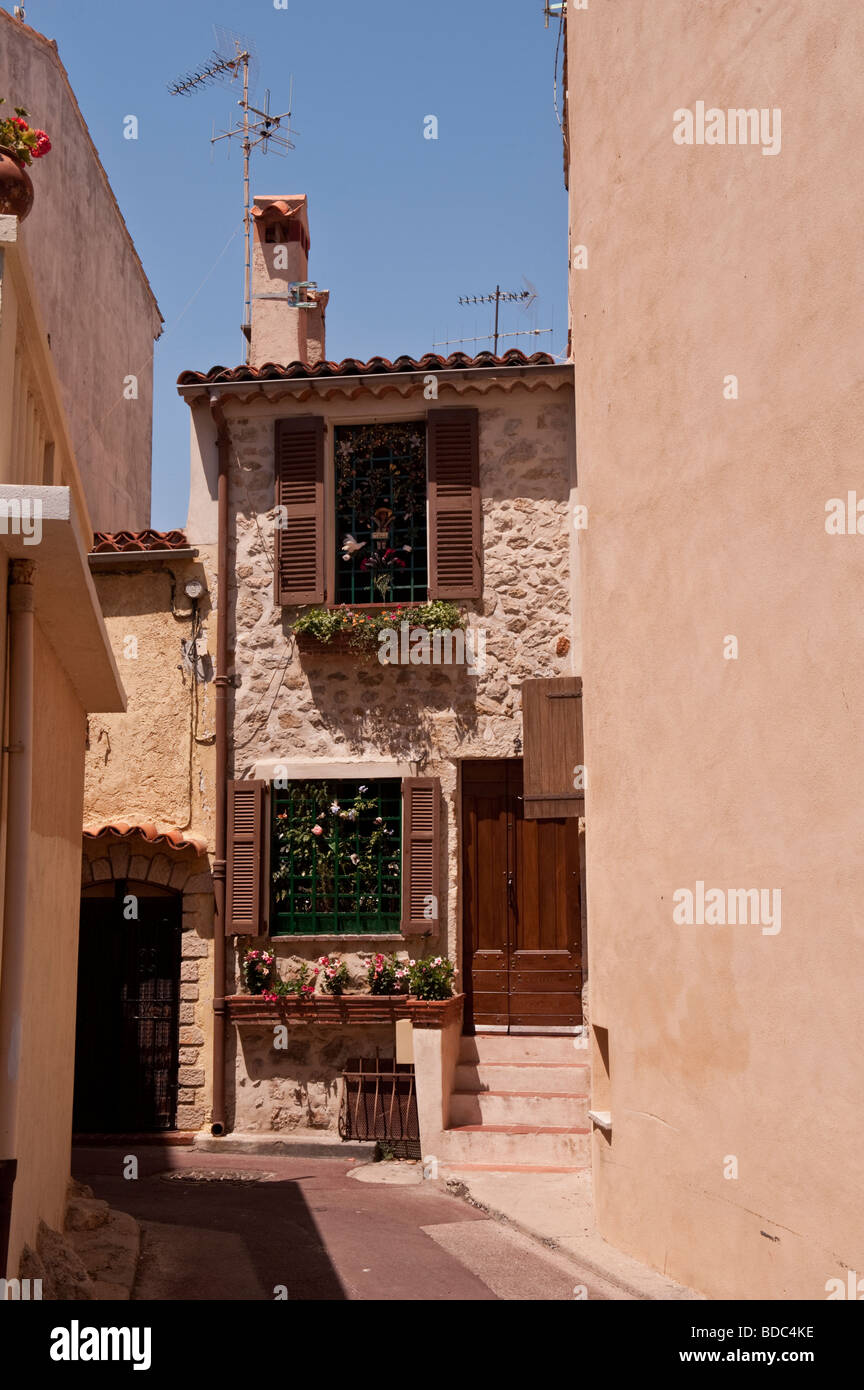 House in a side street in old Antibes South of France Stock Photo