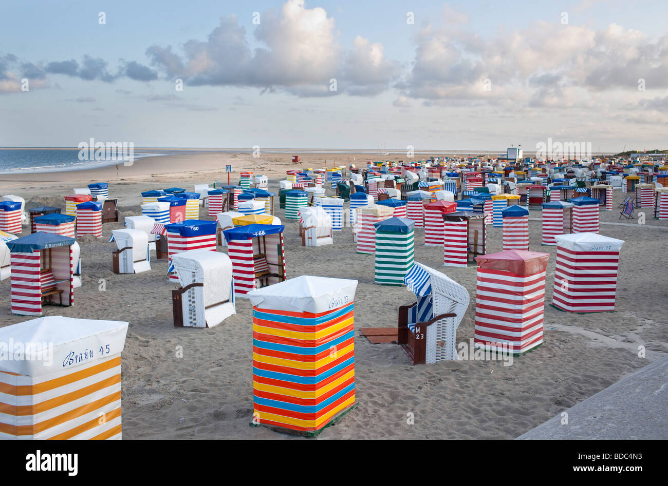 Beach chairs at the Northsea in Borkum Stock Photo