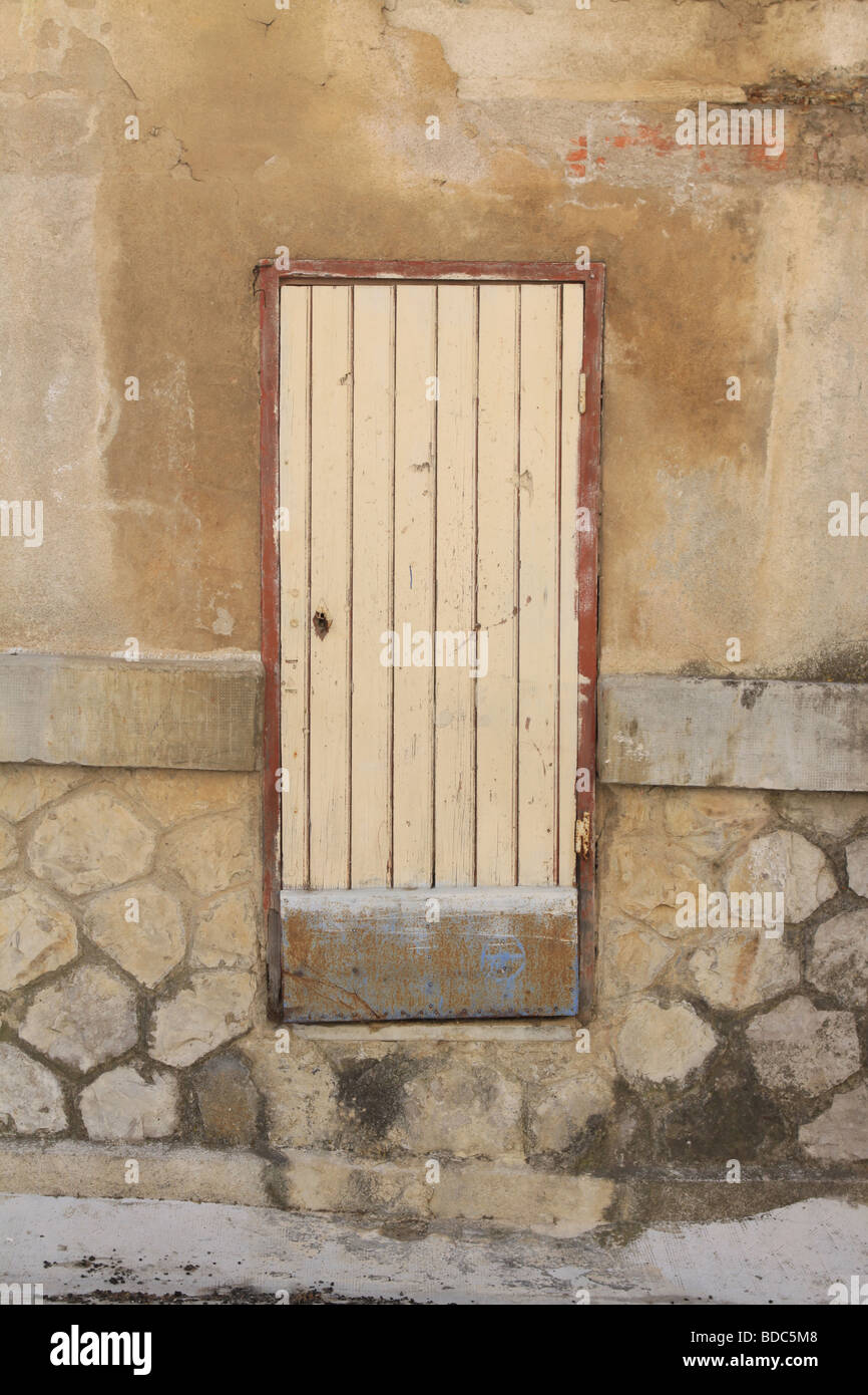 off the floor unusual door entrance probably to help if flooding occurs Stock Photo