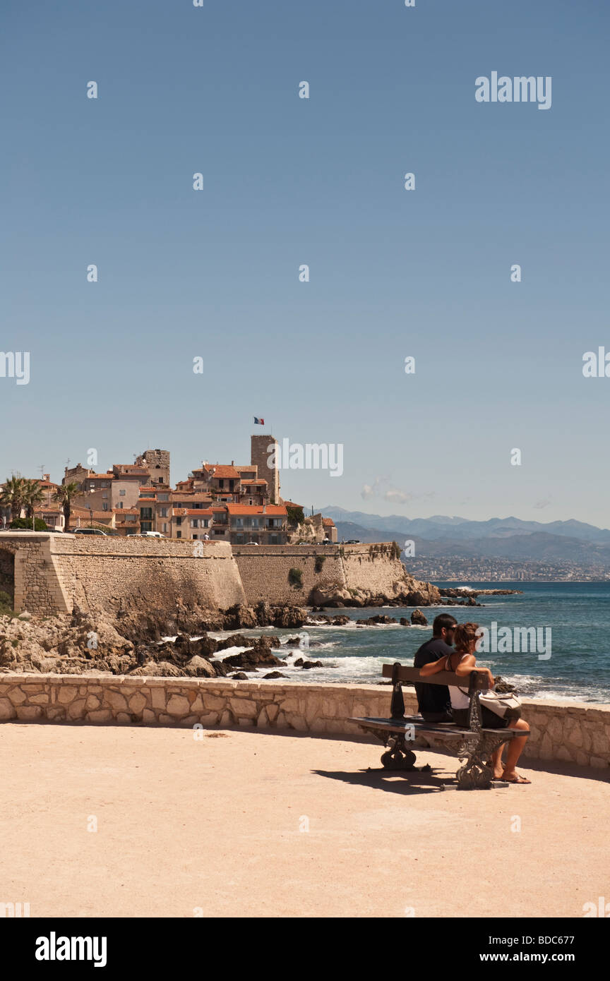 View of the Old town of Antibes from Bastion St Andre Stock Photo