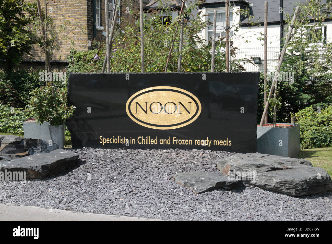 The entrance to Noon Products, manufacturer of food beverages and tobacco in Southall West London. Stock Photo