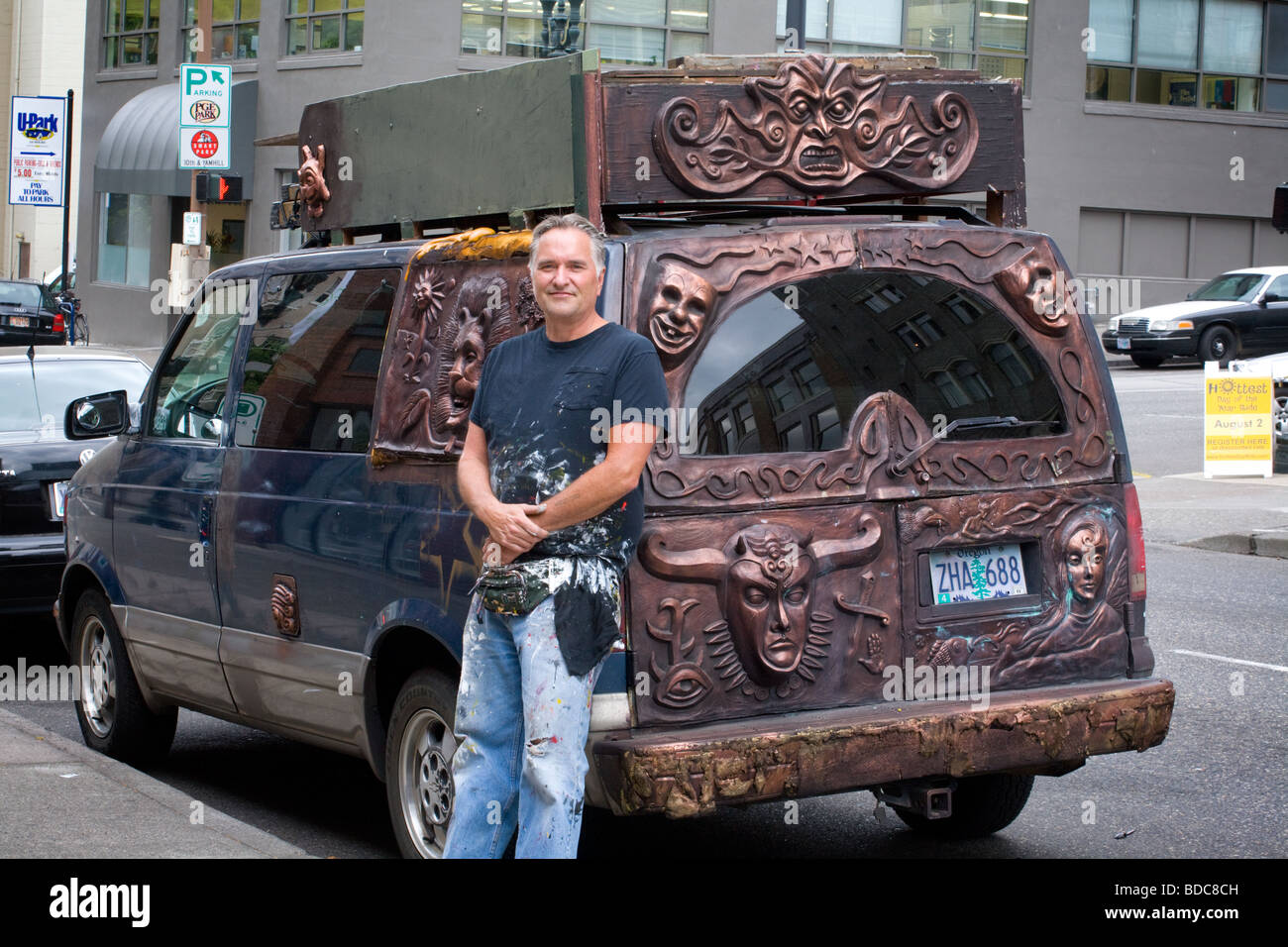 Art car and creator Portland Oregon Stock Photo Alamy