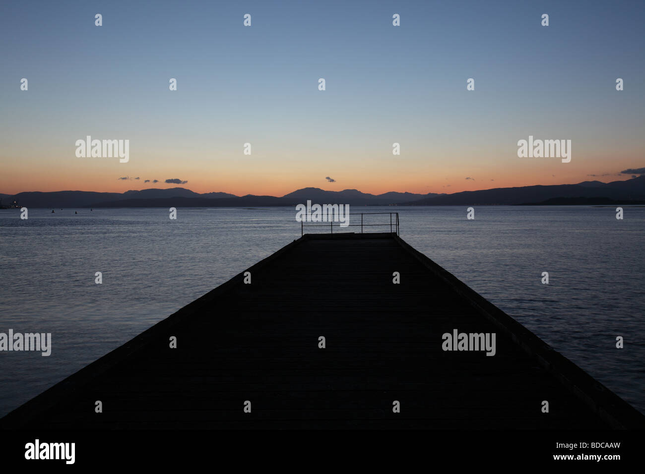 Sunset over the Firth of Clyde viewed from Port Glasgow, Scotland, UK Stock Photo