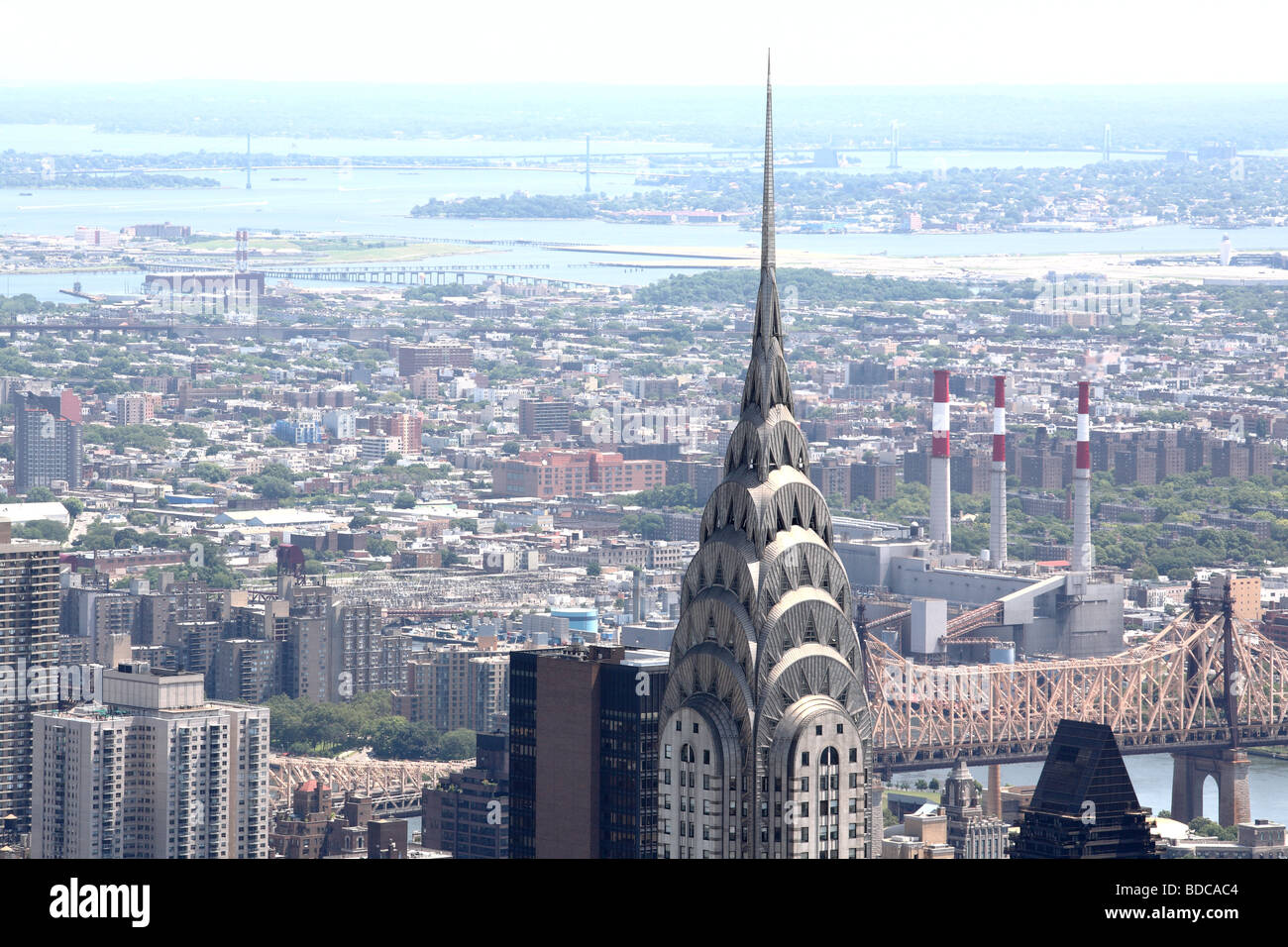 The chrysler building with Queens in the background Stock Photo