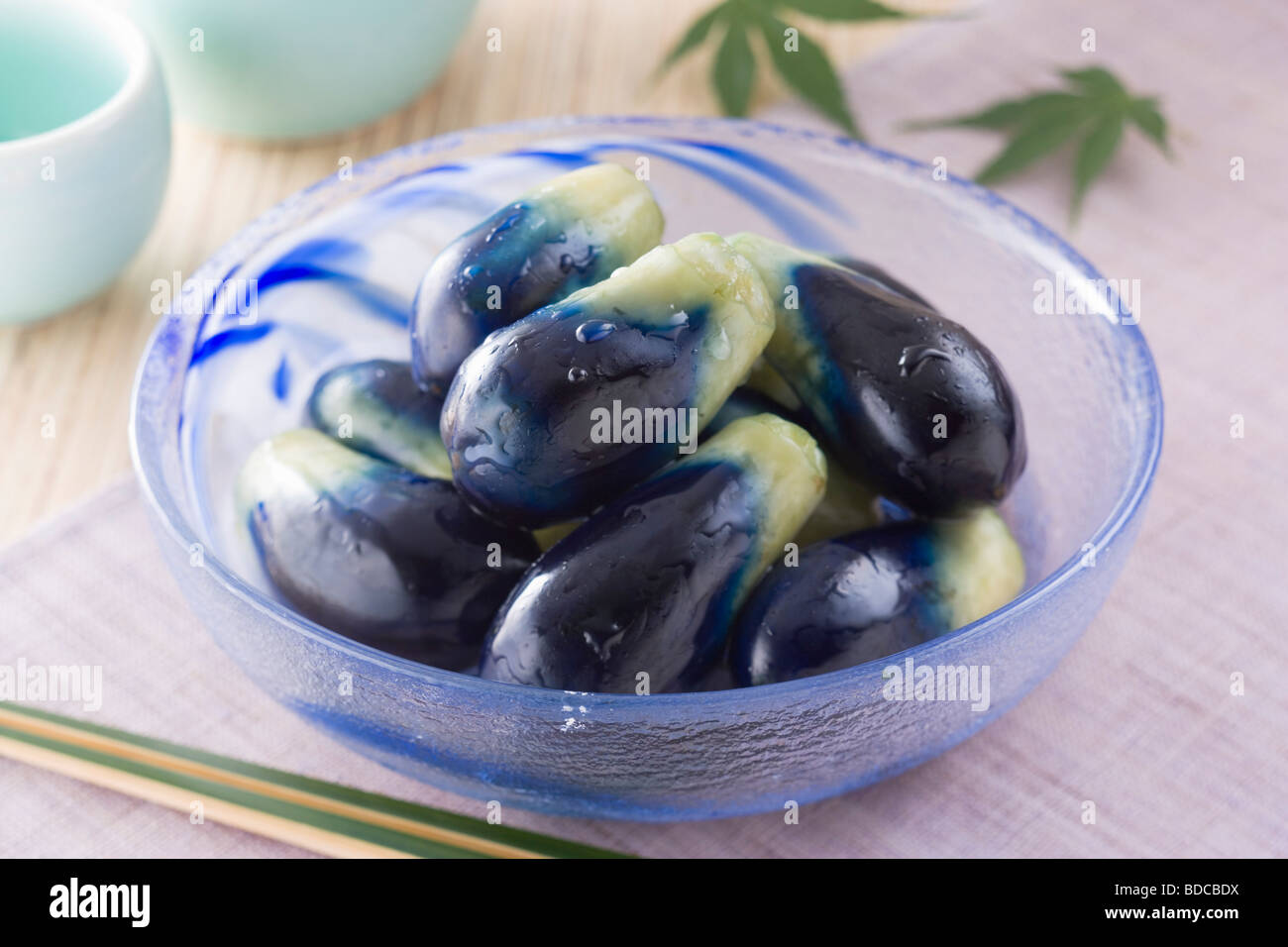 Mini egg plant pickles Stock Photo