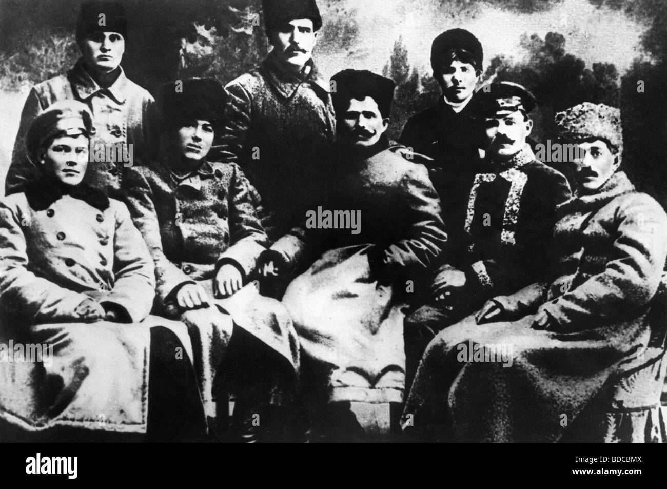 geography / travel, Russia, Civil War 1917 - 1920, Red Army military leader Vasily Chapayev and his officers, 1918, USSR, Soviet Union, communists, bolsheviks, historic, historical, 20th century, 1910s, people, Stock Photo