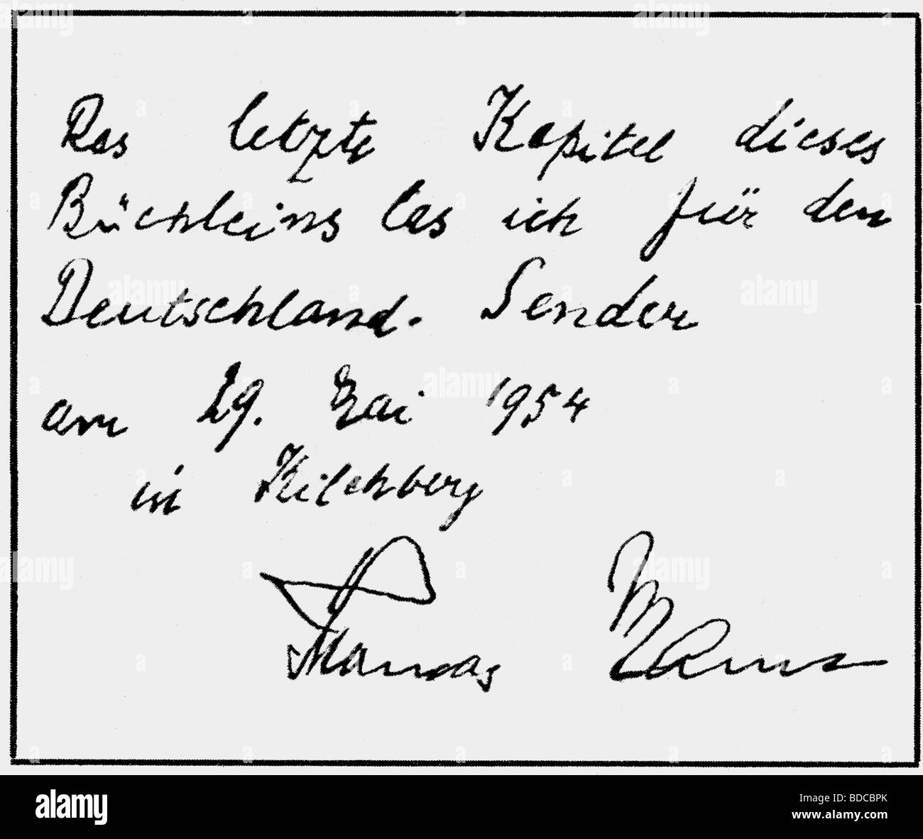 Mann, Thomas, 6.6.1875 - 12.8.1955, German author / writer, his signature, 1954, Stock Photo