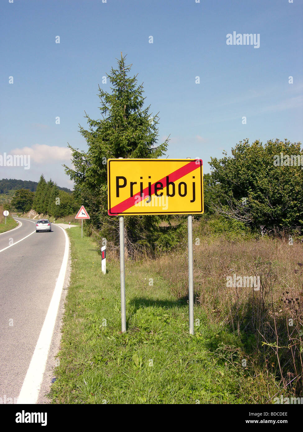 Blackboard Information,array, guide, road, highway, street, town, Croatia, shoulder, table news Stock Photo