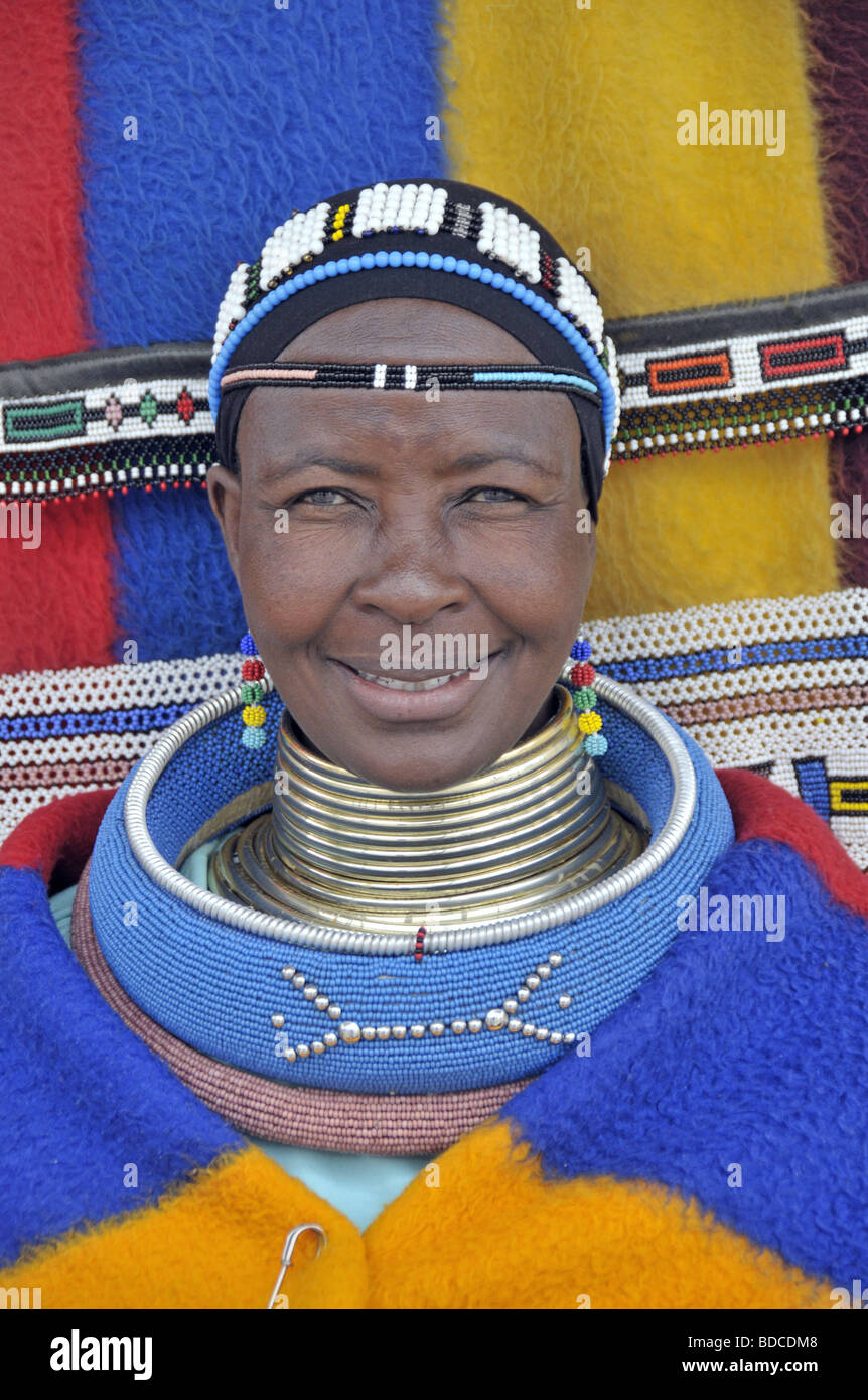 people, women, South Africa, Ndebele woman with traditional costume, portrait, Additional-Rights-Clearance-Info-Not-Available Stock Photo