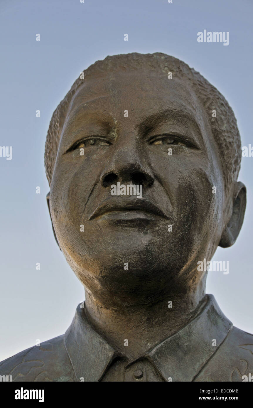 Mandela, Nelson, 18.7.1918 - 5.12.2013, South African politician (ANC), portrait, monument, Waterfront, Cape Town, South Africa, Stock Photo