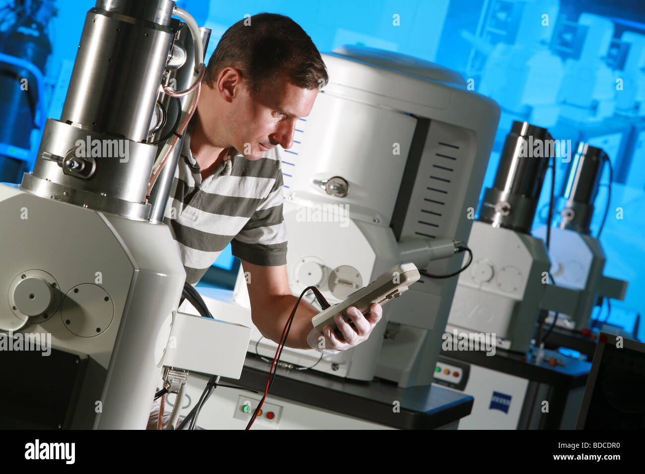 Electronics engineer working in a factory Stock Photo