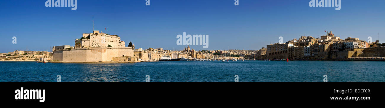 Panoramic view of Grand Harbour Malta Stock Photo