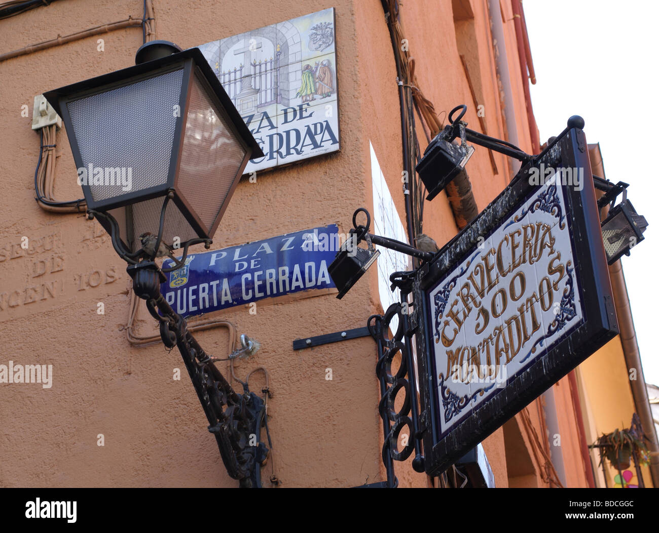 Street signs, Madrid Stock Photo Alamy