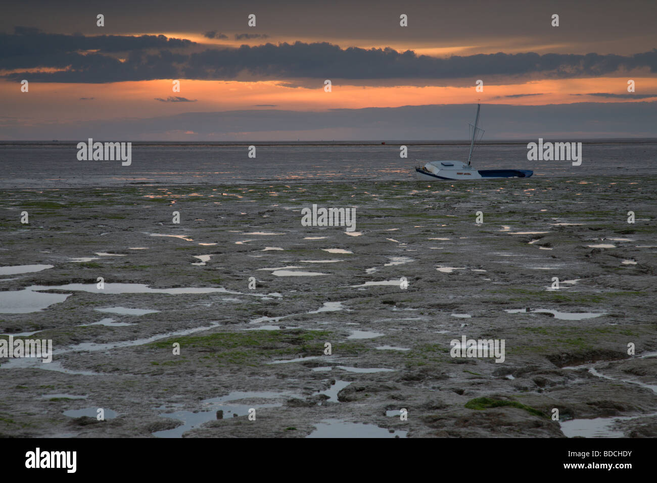 The quiet seashore of Snettisham at sunset in Norfolk, England, UK. Stock Photo