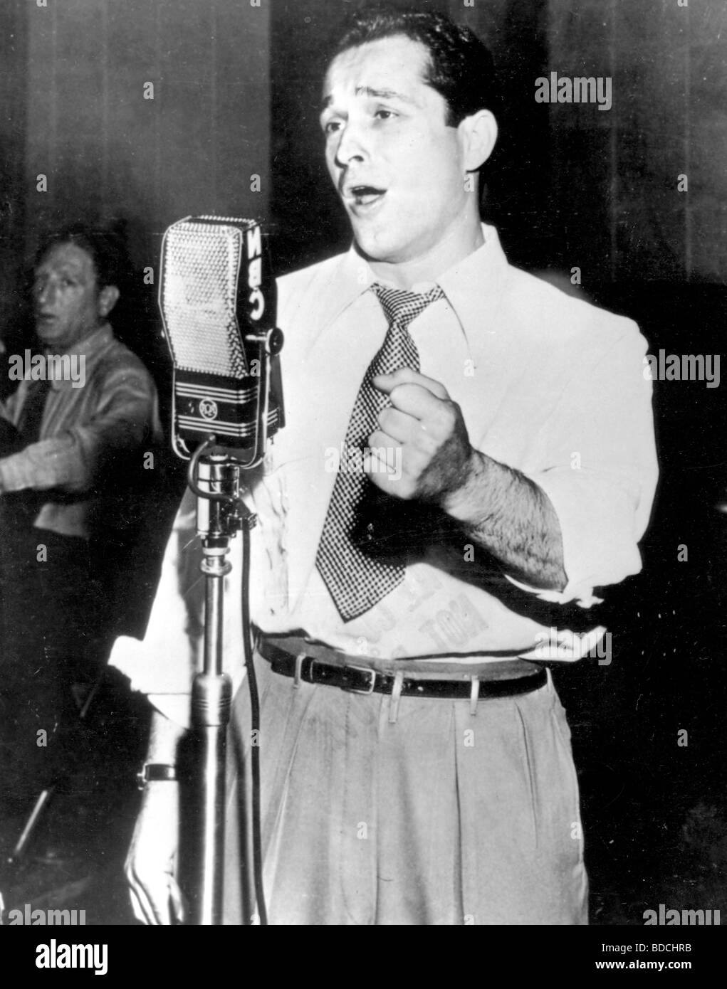 PERRY COMO - US singer on a live radio show about 1945 Stock Photo