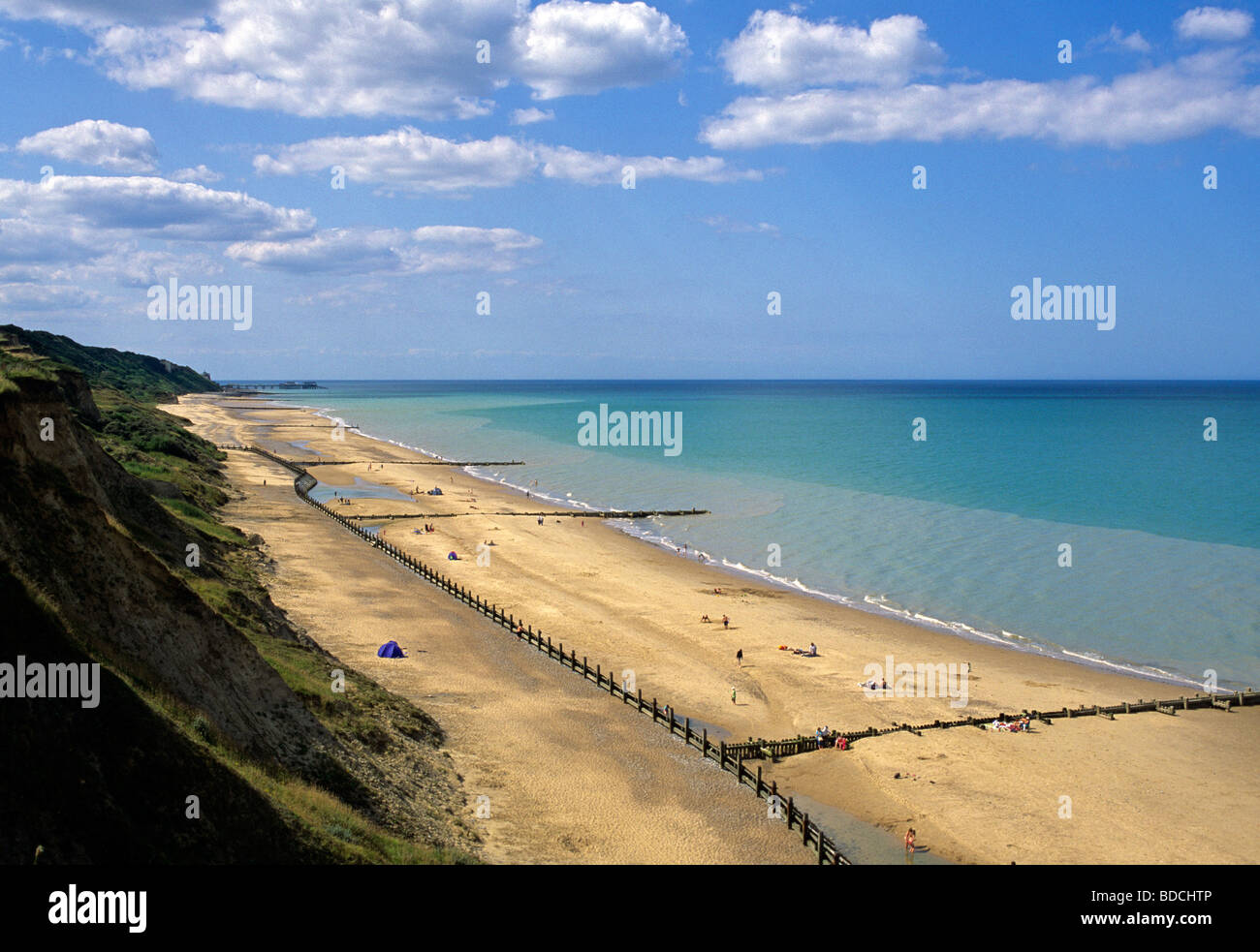 Summer beach from Overstrand to Cromer Stock Photo