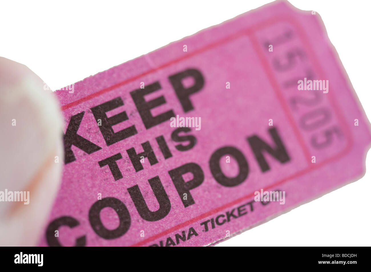 pink coupon and thumb Stock Photo